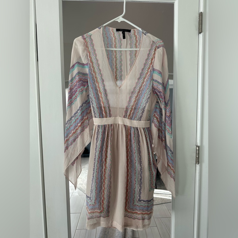 BCBGMaxAzria Jenissa Scarf Kimono Sleeve Silk Dress